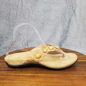 Vionic Eve II Thong Sandals Women's Size 8 Tan Jeweled Comfort Slip On Shoes